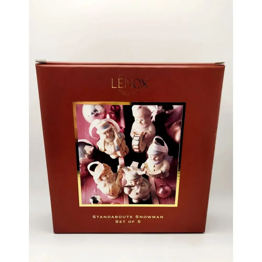 Lenox Standabouts Snowman Ornaments Set of 5 Musical Band Porcelain w/ Box